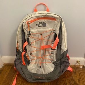 North Face Borealis White and Coral Backpack